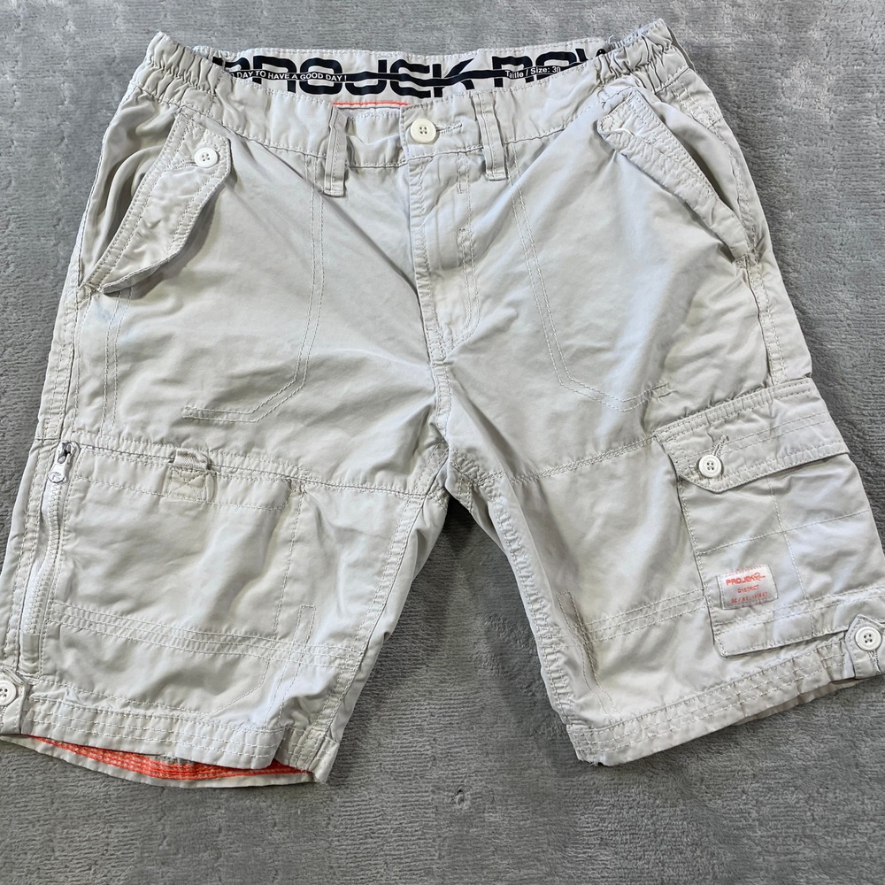Projek Raw Cargo Shorts Mens 30 Off White Grunge Outdoor Camping Casual Utility